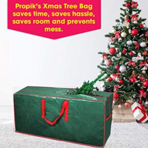 ProPik Christmas Tree Storage Bag | Fits Up to 7.5 ft. Disassembled Tree | 45" x 15" x 20" Holiday Artificial Tree Storage Case | Perfect Storage Container with Sleek Zipper and Handles (Green)