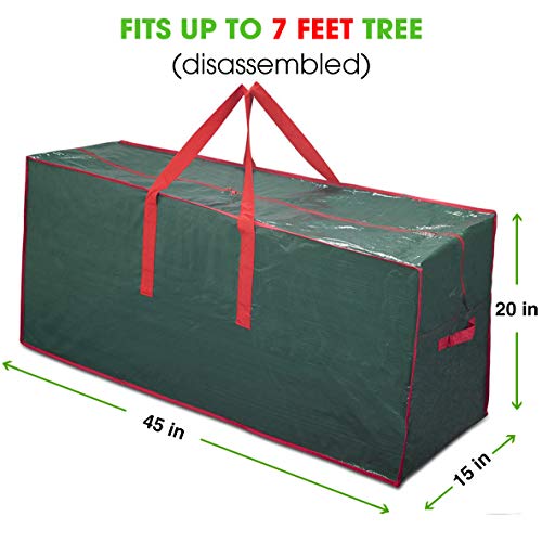 ProPik Christmas Tree Storage Bag | Fits Up to 7.5 ft. Disassembled Tree | 45" x 15" x 20" Holiday Artificial Tree Storage Case | Perfect Storage Container with Sleek Zipper and Handles (Green)