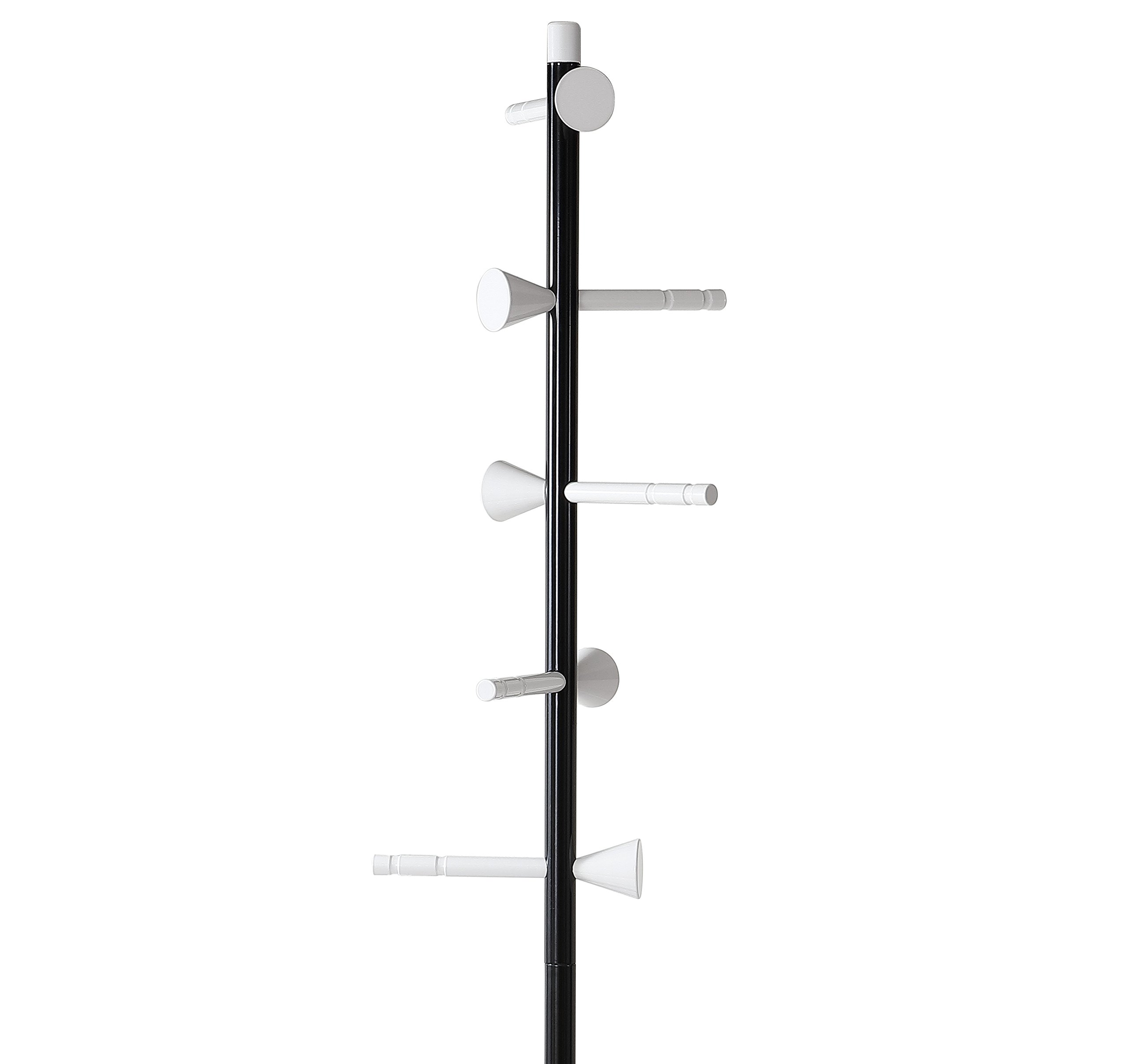 happimess HPM8001B Aiden 70.4" 5-Hook Metal Coat Rack , Iron Tube, Cast Iron, Aluminium , Modern, Contemporary , Bedroom, Closet, Foyer , 66lbs Weight Capacity , Black/White