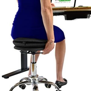 WOBBLE STOOL AIR rolling ergonomic balance ball office chair alternative exercise active stool wheels modern sit stand-up standing desk accessories adjustable height black