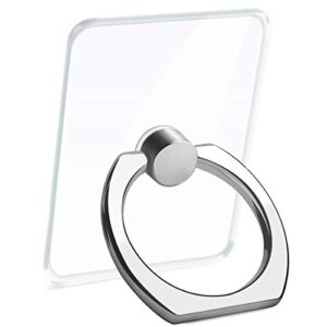 transparent cell phone ring holder, 360 degree rotation, finger grip stand holder iphone and ipad tablet ring holder (2 black + 2 silver)