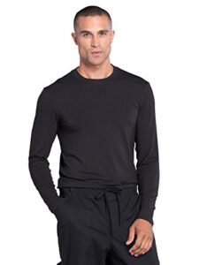 work wear professionals long sleeve men's underscrub t-shirt - with crew neck ww700, l, black