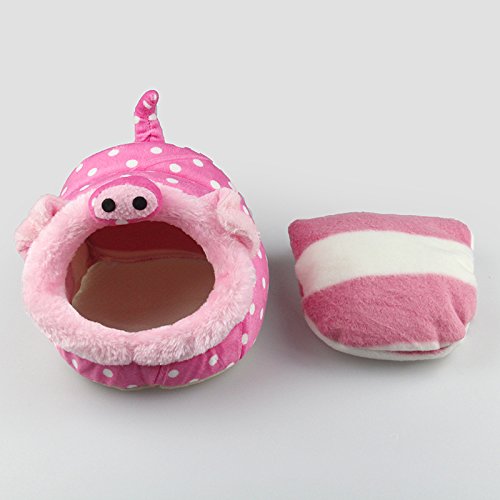 ABLAZE ZAI Small Animals Warm House Guinea Pigs Rabbit Hedgehog Dutch Rat Sleeping Cave Bed (L, Pink)