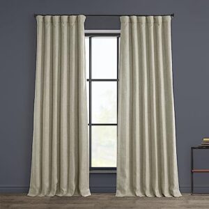 hpd half price drapes faux linen room darkening curtains - 108 inches long luxury linen curtains for bedroom & living room (1 panel), 50w x 108l, oatmeal