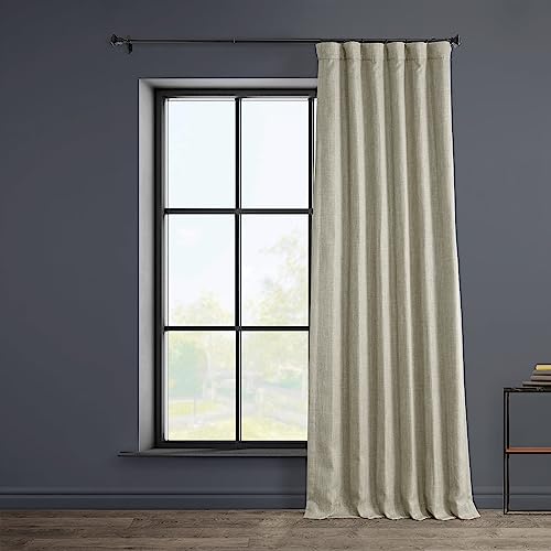 HPD Half Price Drapes Faux Linen Room Darkening Curtains - 108 Inches Long Luxury Linen Curtains for Bedroom & Living Room (1 Panel), 50W X 108L, Oatmeal