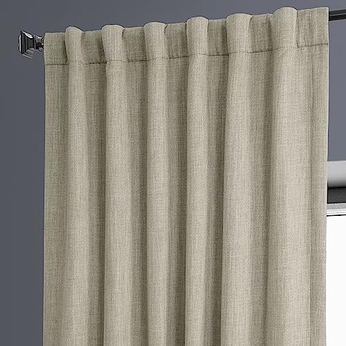 HPD Half Price Drapes Faux Linen Room Darkening Curtains - 108 Inches Long Luxury Linen Curtains for Bedroom & Living Room (1 Panel), 50W X 108L, Oatmeal