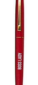 Get Bullish Boss Lady Refillable Black Ink Ballpoint Click Clic Pen in Cherry Red with Gold Accents