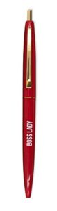 get bullish boss lady refillable black ink ballpoint click clic pen in cherry red with gold accents