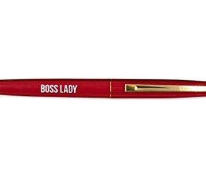 Get Bullish Boss Lady Refillable Black Ink Ballpoint Click Clic Pen in Cherry Red with Gold Accents