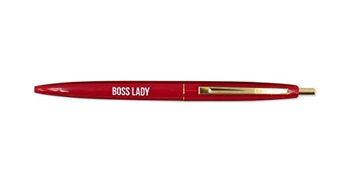 Get Bullish Boss Lady Refillable Black Ink Ballpoint Click Clic Pen in Cherry Red with Gold Accents