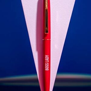 Get Bullish Boss Lady Refillable Black Ink Ballpoint Click Clic Pen in Cherry Red with Gold Accents