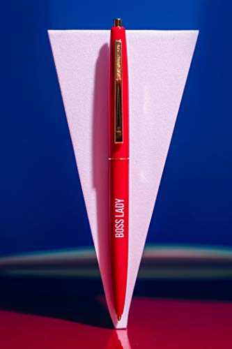 Get Bullish Boss Lady Refillable Black Ink Ballpoint Click Clic Pen in Cherry Red with Gold Accents