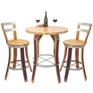 central coast creations bistro set swivel top stools - wine barrel handcrafted wine barrel furniture