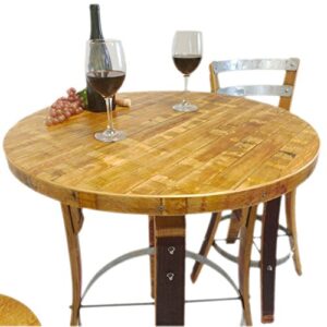 Central Coast Creations Bistro Set Swivel Top Stools - Wine Barrel Handcrafted Wine Barrel Furniture