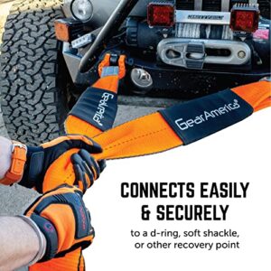 GearAmerica Tow Straps Heavy Duty with Loops 4" x 30' – 40,000 lbs (20 US Tons) Strength – Emergency Off Road Towing & Recovery – Triple Reinforced Loops, Protective Sleeves & Storage Bag