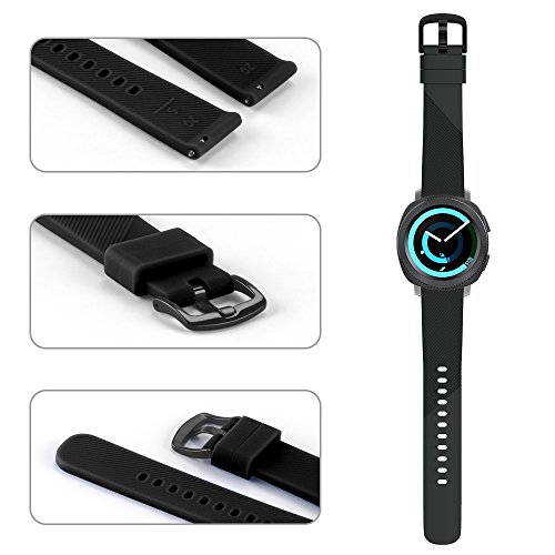 ANCOOL Compatible Gear Sport Band Replacement 20mm Silicone Watch Band Compatible Samsung Gear Sport/Galaxy Watch (42mm)/Ticwatch E/Ticwatch 2/Vivoactive 3 Watch - Large Black