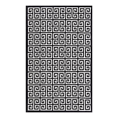 Modway Freydis Greek Key Trellis 8x10 Area Rug With Lattice Design In Black and White