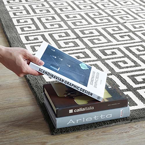 Modway Freydis Greek Key Trellis 8x10 Area Rug With Lattice Design In Black and White