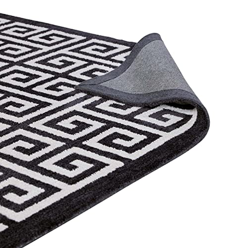 Modway Freydis Greek Key Trellis 8x10 Area Rug With Lattice Design In Black and White