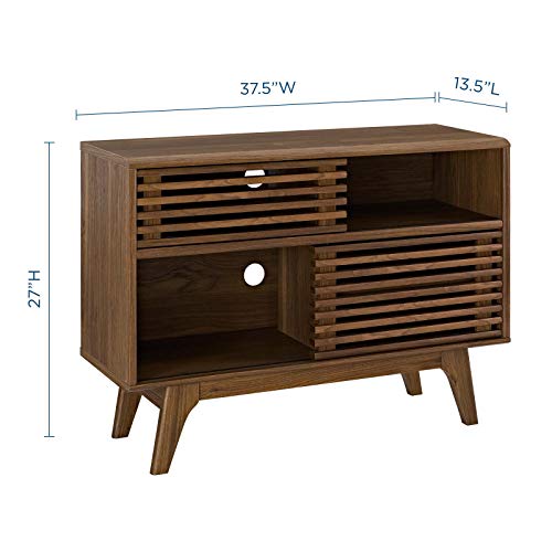 Modway Render Mid-Century Modern Two-Tier Display Stand in Walnut