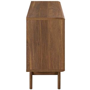 Modway Render Mid-Century Modern Two-Tier Display Stand in Walnut