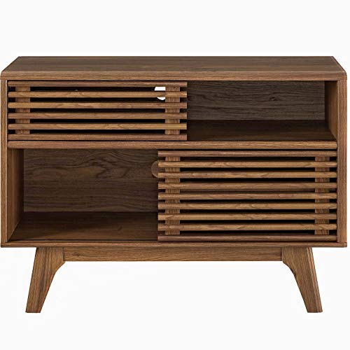 Modway Render Mid-Century Modern Two-Tier Display Stand in Walnut