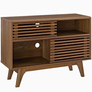 Modway Render Mid-Century Modern Two-Tier Display Stand in Walnut