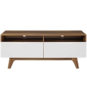 Modway Origin Mid-Century Modern 47 Inch TV Stand in Walnut White