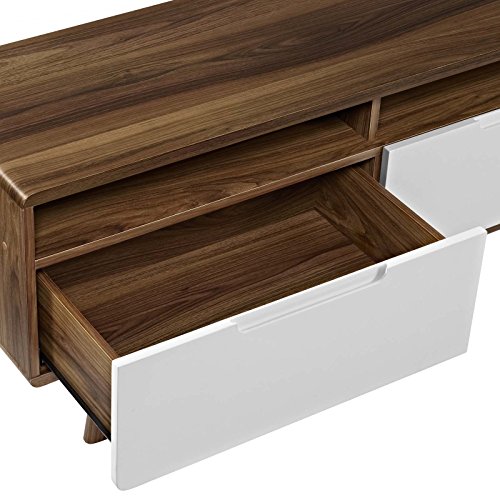 Modway Origin Mid-Century Modern 47 Inch TV Stand in Walnut White