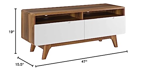 Modway Origin Mid-Century Modern 47 Inch TV Stand in Walnut White