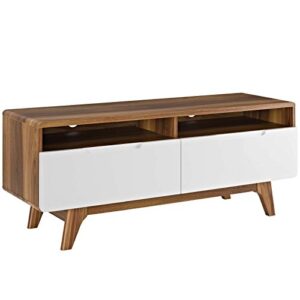 Modway Origin Mid-Century Modern 47 Inch TV Stand in Walnut White