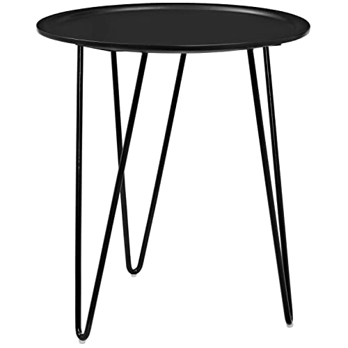 Modway Digress Mid-Century Round Side Table With Hairpin Legs in Black