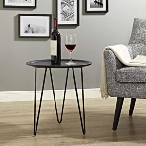 Modway Digress Mid-Century Round Side Table With Hairpin Legs in Black