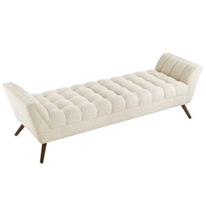 Modway Response Mid-Century Modern Bench Large Upholstered Fabric in Beige