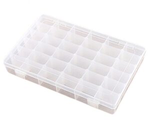 15/24/36 grids clear plastic storage box adjustable bead case nail art tools earring jewelry storage organizer (white, 36-grid)