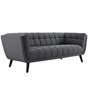 modway bestow upholstered fabric button-tufted sofa in gray