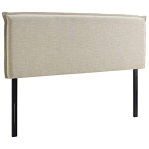 modway camille linen fabric upholstered queen headboard in beige with french piping