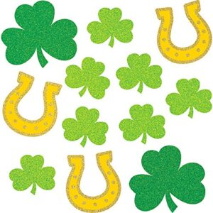 creative converting 328280, st. patrick's day assorted glitters paper cutouts decoration, 12 ct, green/gold