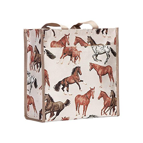 Signare Tapestry Shoulder Bag Shopping Bag for Women with Running Horse Design (SHOP-RHOR)