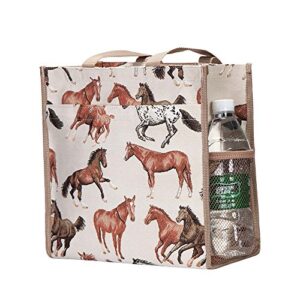 Signare Tapestry Shoulder Bag Shopping Bag for Women with Running Horse Design (SHOP-RHOR)