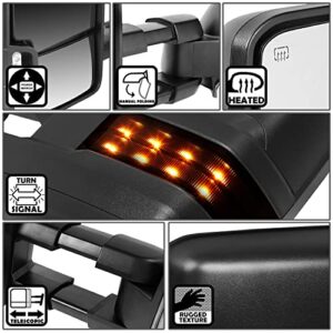 DNA Motoring TWM-015-T888-BK-SM Pair Towing Mirrors Compatible With 03-06 Silverado/Suburban/Avalanche/Tahoe/Sierra/Yukon/Escalade Powered Heated Telescopic Mirrors w/Turn Signal