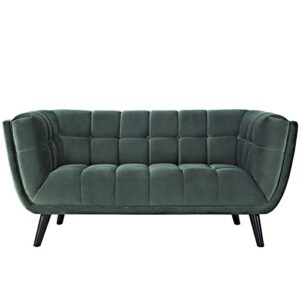 Modway Bestow Upholstered Velvet Button-Tufted Loveseat in Green