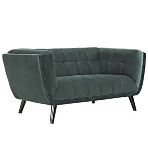 Modway Bestow Upholstered Velvet Button-Tufted Loveseat in Green