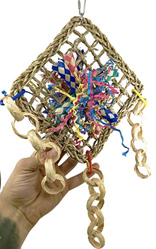 Bonka Bird Toys 1723 Four Corners Parrot cage Toys Cockatiel African Grey Foraging. Quality Product Made in USA