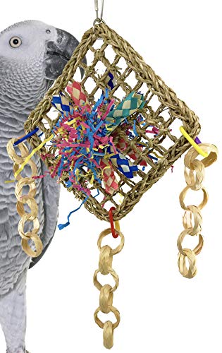 Bonka Bird Toys 1723 Four Corners Parrot cage Toys Cockatiel African Grey Foraging. Quality Product Made in USA