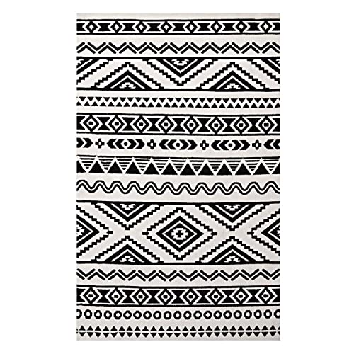 Modway Haku Geometric Moroccan Tribal 8x10 Area Rug With Contemporary Design In Black and White