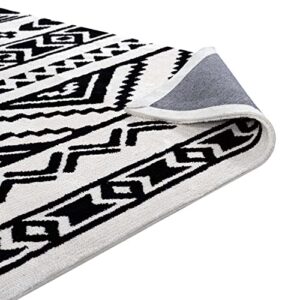 Modway Haku Geometric Moroccan Tribal 8x10 Area Rug With Contemporary Design In Black and White