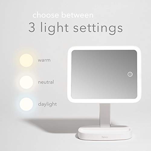 Fancii LED Makeup Vanity Mirror with 3 Light Setting and 15x Magnifying Mirror - Choose Between Soft Warm, Natural Daylight, or Neutral White Lights - Dimmable Countertop Cosmetic Mirror - Aura