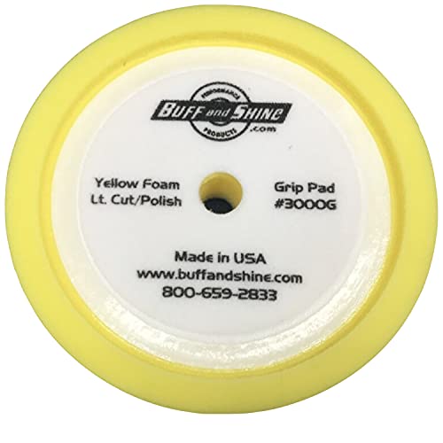 BUFF and SHINE 8" Yellow Recessed Foam Buffing Pad - Compounding/Polishing #3000G