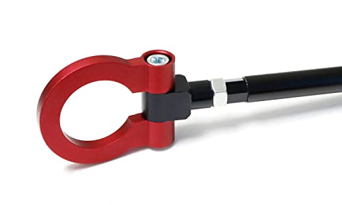 iJDMTOY Red Track Racing Style Tow Hook Ring Compatible With 2016-up Gen6 Chevy Camaro (Pre-LCI), Made of Lightweight Aluminum